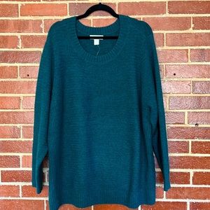 NWT CJ Banks Dark Green/Teal Sweater, 3X